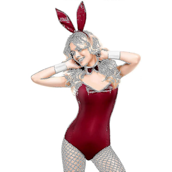 Kanin Kostume Kvinder Lingeri Og Hale Bodysuit Rollespil Kanin Outfit Sæt Til Halloween Jul Kostume Z Wine Red M