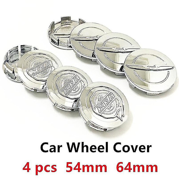 4 kpl hopeanväriset 54 mm 64 mm:n auton pyörännavan keskikupit Autovanteiden D-peite Chrysler-lisävarusteisiin, 4 kpl 64 mm:n napahattu