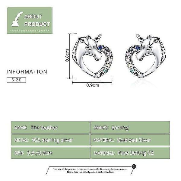 Unicorn Stud Earrings 100% 925 Sterling Silver Multi-color Small Earrings Fashion Jewelry Gifts FIE426
