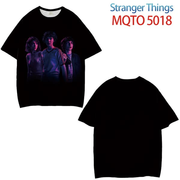 Stranger Things Trykket T-skjorte med Korte Ermer - Størrelse M - Stil 9