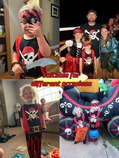 Piratkostym för barn, piratrollspelsdräkt, storlek S