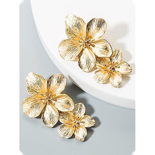 Guld Blomster Øreringe Guld Dangle Øreringe til Kvinder Romantiske Boho Blomster Statement Øreringe til Bryllup Fest Smykker