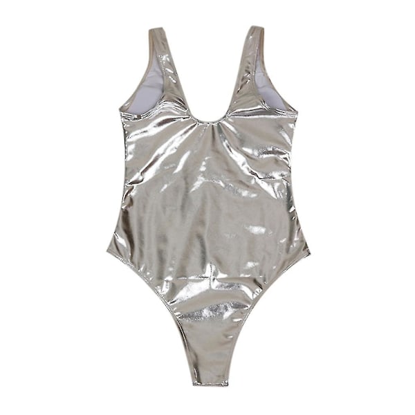 9335# Dame Reflekterende Heldragt Split Seksuel Badedragt Guld Rash Guard Til Kvinder Cupshe Silver M
