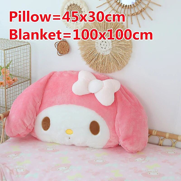 Mjuk My Melody Plyschleksak Stor Storlek Krampludd Bekväm Ryggkudde Söt Japansk Stil Plushies Soffa Dekorativ Kudde Pillow Blanket As Picture