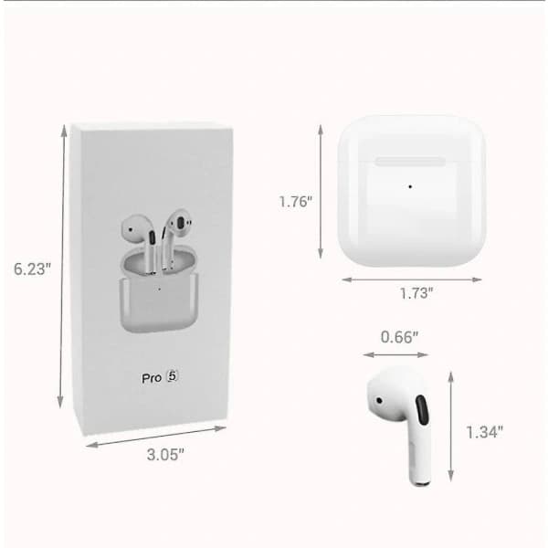Pro 5 iPhone- og Android-kompatible Bluetooth-hodetelefoner, trådløse Bluetooth-hodetelefoner, enkle å ha på, hvite