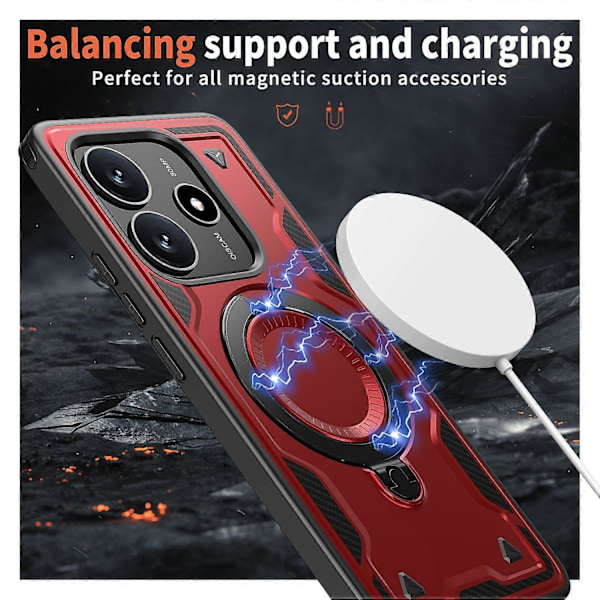 For Xiaomi Redmi Note 14 5G Deksel Kompatibelt med MagSafe Militær Beskyttelse PC TPU Støtte Telefon Purple