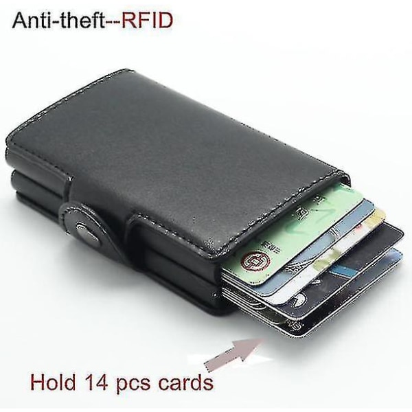 Dobbel Anti-Tyveri Lommebok RFID-NFC Sikker Pop-Up Kort Holder