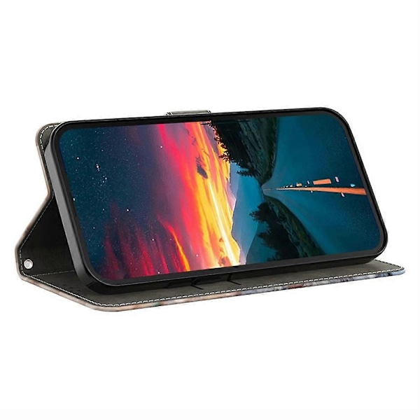 Plånboksfodral för Samsung Galaxy S25 Mönstertryck Ställ Läder Flip Telefonfodral - Triangulär Marmor Lion