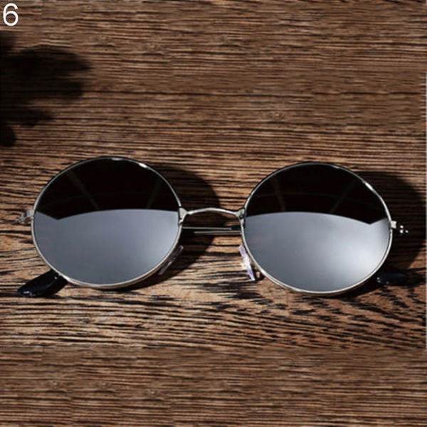 Sinknap mænds kvinders runde spejllinsebriller Udendørs UV-beskyttelse Solbriller Eyewear Silver