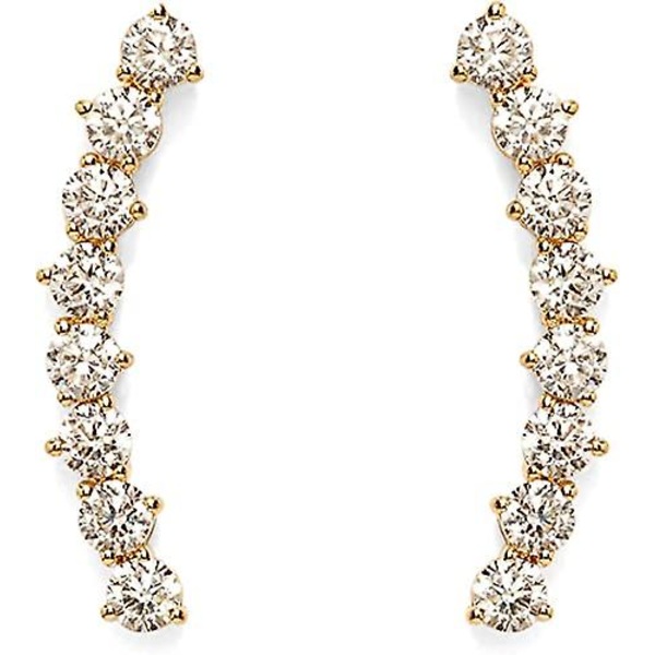 14k forgyldt kubisk zirkonia ørecrawler-øreringe - Faux diamant pil øre klatrer mode øreringe i rosaguld, hvidguld og gult guld