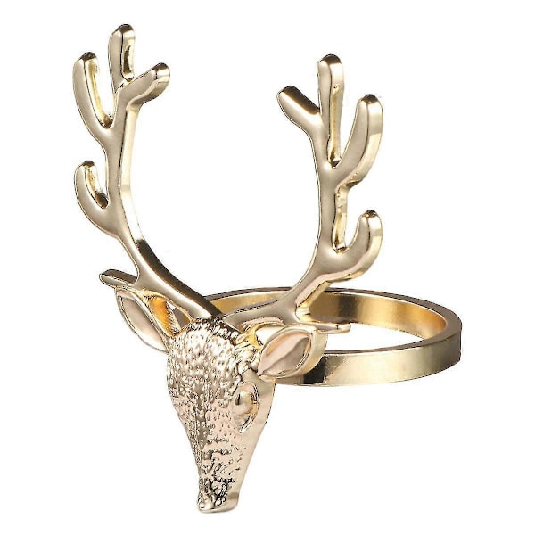 4 stk. Jule Hjorte Hoved Design Servietringe Legering Servietholder Fest Dekoration