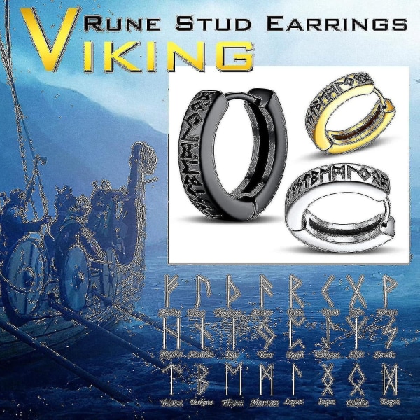 Norse Viking Runes Hoop Korvakorut Miesten Naisten 12mm Huggie Hoops Herkkä Lahjapakkaus_cc