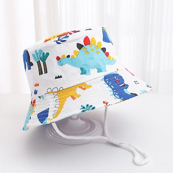 Forår Sommer Herre Spandhatte Tegneserie Herre Herrehat Strand Solhat Spædbarn Herre Fiskerhat Udendørs Herre Panamahat 02 dinosaur white 52cm(2-4 years old)