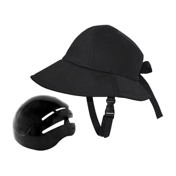 Cykelhjelm hat formet hjelm fiskehat solhat cyklist hjelm hat type hjelm kasket til kvinders cykel hverdagstøj arbejde Black 58cm-60cm