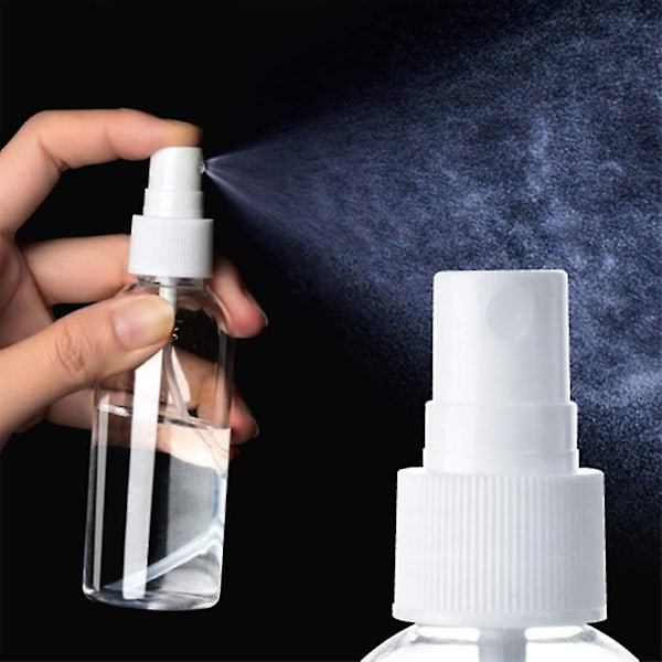 30 Pakker 30ml (1oz) Fine Mist Mini Klar Sprayflasker med Pumpesprøytehette Påfyllbare Gjenbrukbare Tomme Plastflasker for Eteriske Oljer, Reise, Parfymer