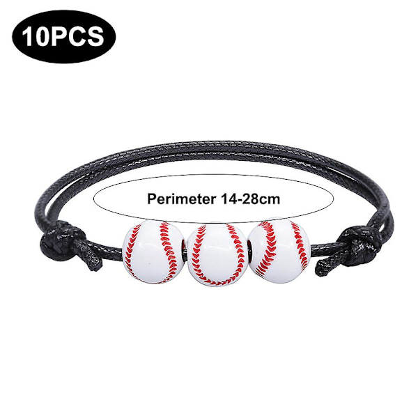 10 stycken baseboll, basketboll och tennisarmband för pojkar, stil 1