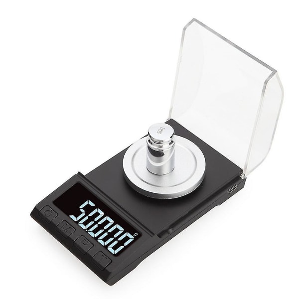 50g X 0,001 gram Premium høypresisjon digital milligramvekt inkluderer pinsett kalibreringsvekter