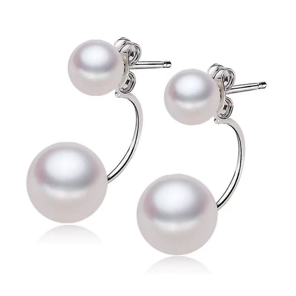 Naturlige perle ørestikker kvinders smykker S925 hvid dobbelt perle øreringe Party