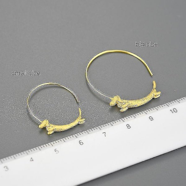 18k guld kvinnliga flygande tax hund stora runda creolörhängen 2021 trend nya äkta 925 sterling silver dam smycken Big Silver