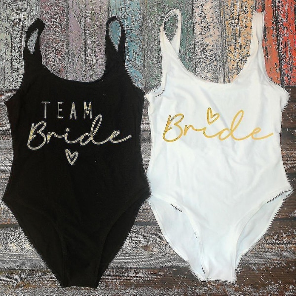 S-3xl Guld Print Team Bride Heldragt Badetøj Squad Kvinder Badetøj Bachelorette Party Badetøj Sommer Beatchwear Badetøj bride5 S