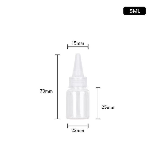 Plastflaska Transparent Spetsig Mun Färgpastaflaska Pressbar Och Underflaska Bärbar Resa Nödvändiga Tillbehör 5ML Plastic