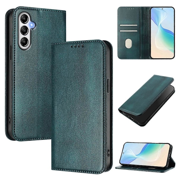 Plånboksfodral för Samsung Galaxy A35 5G Retro Textur RFID-blockerande Läder Telefonskal - Mörkgrön Wine Red