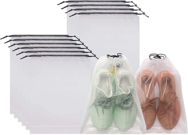 10-pack Transparenta Skopåsar med Dragsko