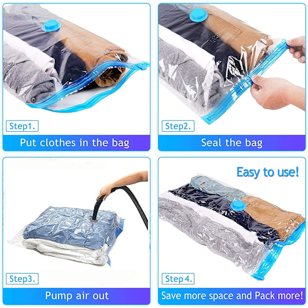Vakuum oppbevaringsposer 4-pakning 130x100cm Jumbo lufttette romkompresjonsposer Dobbel glidelåsforsegling