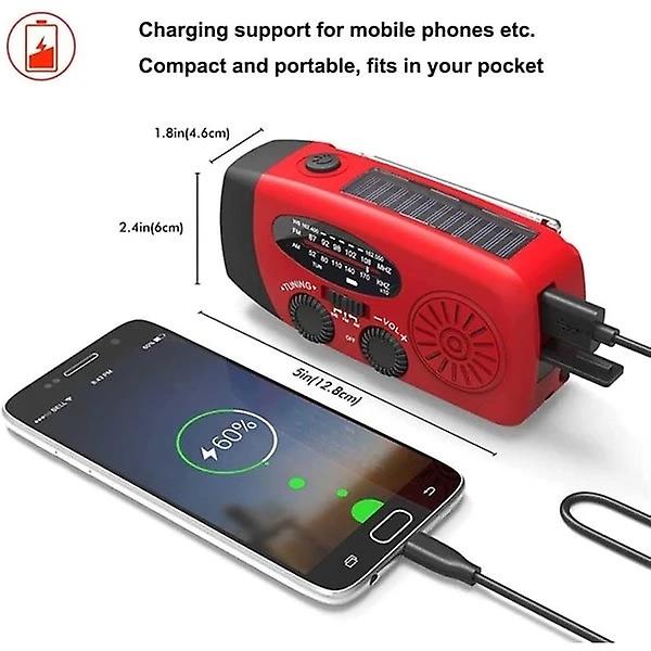 Webradio med solceller & kaffelampe - 2000mAh Powerbank - Sort Sort