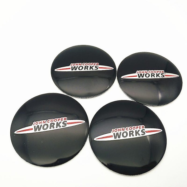 4 stk. Bildekknabsenterdekselklistremerke for John Cooper Works-logo for Mini Cooper Clubman Cabrio Paceman R50 R52 Jcw R55 Johx