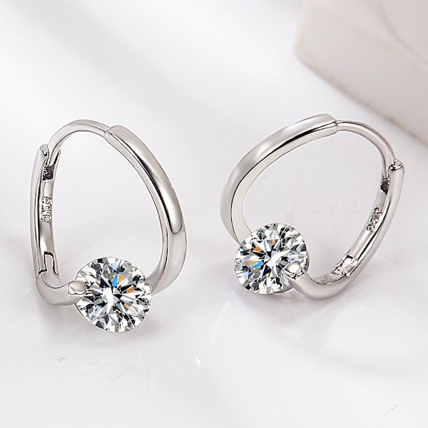 Moderne Rhinestone-besatte øreringe til kvinder - Magnetisk terapi - Smykkegaver Silver