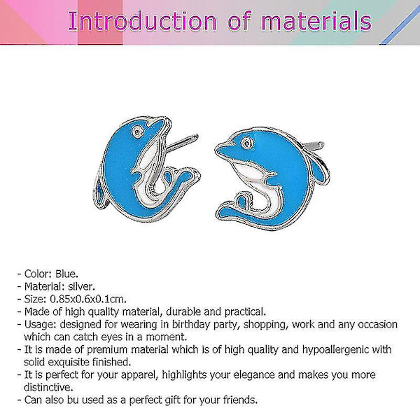 1 par sterling silver full zircon inläggning delfin örhängen för kvinnor (blå)