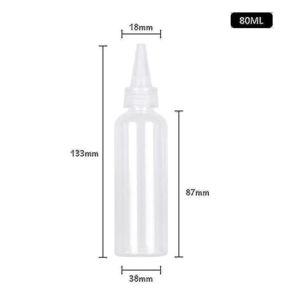 Flaske Plast Gjennomsiktig Fargepasta med skarp munnflaske Bærbart reiseutstyr som kan klemmes og underflaskes 80ML Plastic