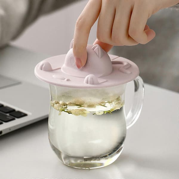 Kopplokk, holdbart silikon for varme drikker, krus, rosa