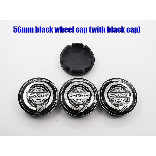 4 stk 54mm 56mm 60mm 64mm Chrysler-logo Billemblemer Hjulnav Senter Hub Cap Auto Felg Refit Merke Deksel Klistremerker Styling Tilbehør, chrysler 60 Svart