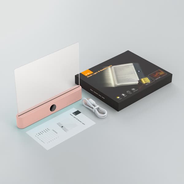 F17 LED flatpanel leselys, oppladbart leselys, bærbart studentnattlys, egnet for hybler og soverom, rosa