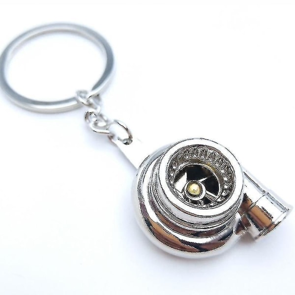 Nøkkelring i metall til bil, lydturbin, glattlager, roterende modell, turbin, turbo-ring, nøkkel, turbo-formet Silver