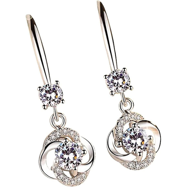 2022 Nye Temperament Fireblad Selger Kreative Øredobber Lange Diamantbesatte Øredobber 1 Pair White