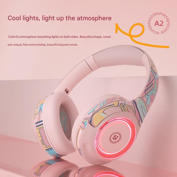 Trådløst Bluetooth-headset Kablet Gaming Computer Gaming Headset Vanntett Sport Rosa