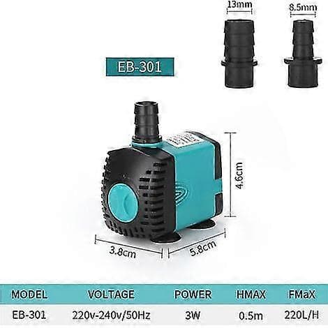 220l/h Dränkbar Vattenpump, 3w Mini Dränkbar Pump, Akvarievattenpump, Cirkulerande Vattenpump för Akvarium