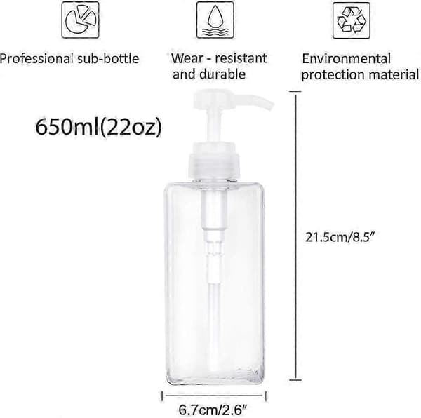 2-pack 650 ml transparenta tvålflaskor i plast för kök och badrum