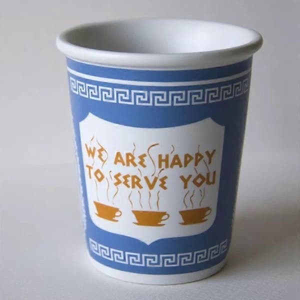 300 ml keramisk mugg Vi är glada att servera dig kaffekopp för kök, kafé, restaurang