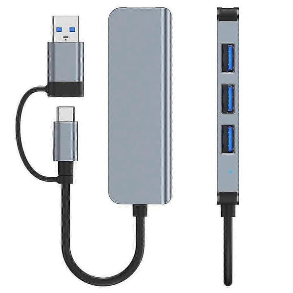 4-Port USB C Hubb, USB 3.0 Dockningsstation för MacBook, Surface, PC