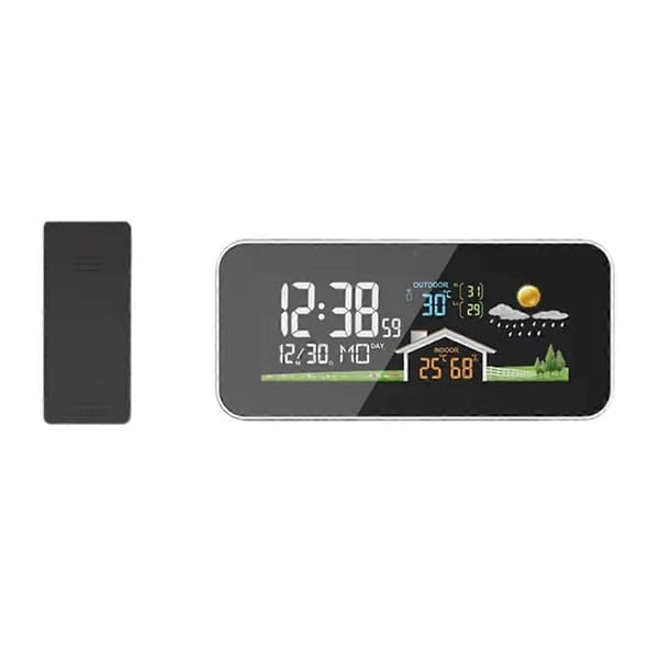 Trådlös väderstation trä väckarklocka digital termometer luftfuktighet temperatur trådlös sensor hem TimeWatch