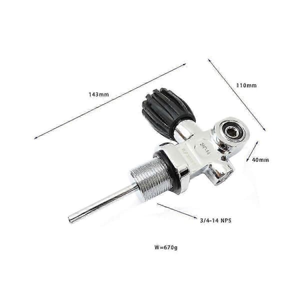 3000Psi 250Bar 3/4-14NPS Högtrycksventil för dyktank Cylinderreduceringsventil Silver