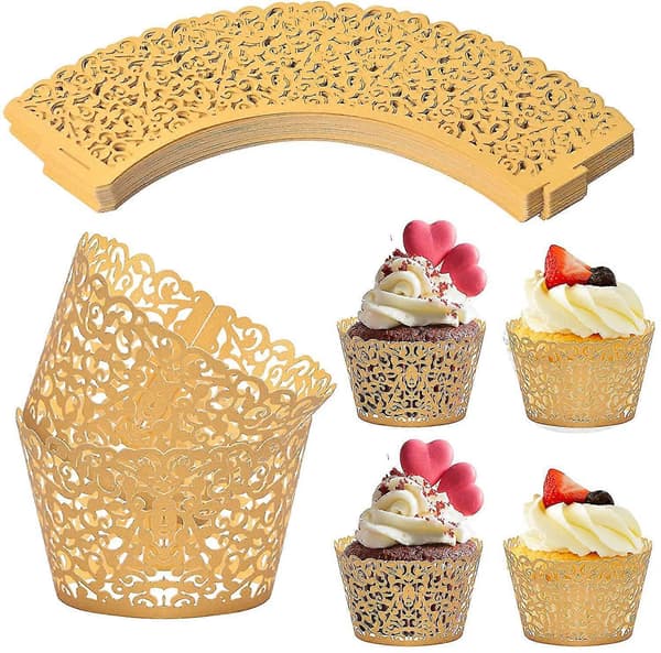 50-pack Muffinsformar Papper, Spets Muffinsformar, Muffinsdekorationer