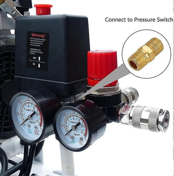 Lufttrycksregulator Trevägsventil 175psi 12bar 1/4 tum Lufttrycksmätare Regulator För Kompressor (ny 3-vägsventil)
