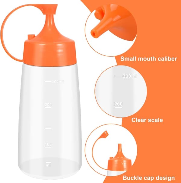 3 st. Klämflaskor i plast - 300 ml Klämflaska med lock - Såsflaska Krydda Klämflaska - Såsflaskdispenser - Doseringsflaskor för