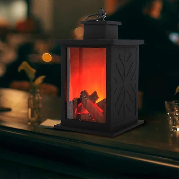LED Eldstadslampa med Touch-brytare, Realistisk Låga Eldstadslampa, Fungerar med USB (rektangulär Eldstadslampa)