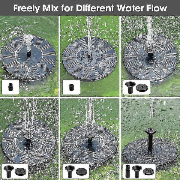 Solcellsdriven fontän, 1,4w solcellsdriven dammpump med 4 effekter | Maximal 70 cm höjd solcellsdriven vattenpump | Solcellsdriven flytande fontänpump